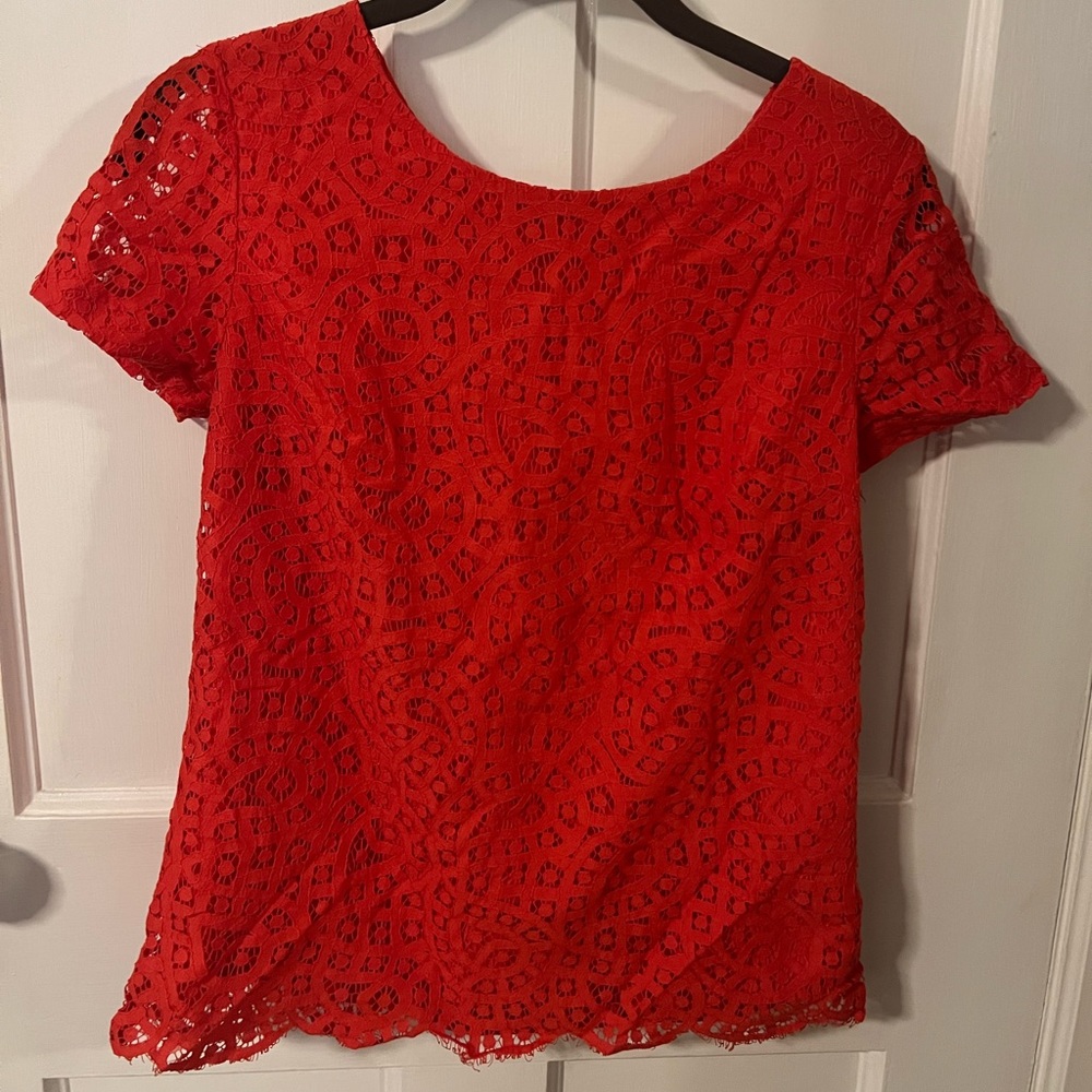 J. Crew lace short sleeve blouse size 0
